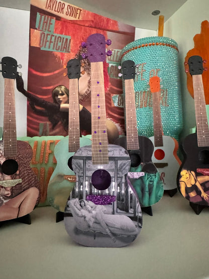 Mini Guitar - Elizabeth Taylor (hand-glittered and embellished)