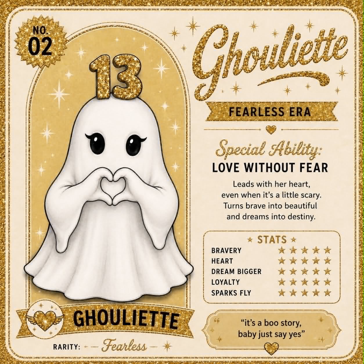 The Ghosts from Eras Past - Limited edition 13/13 - Hand-glittered and embellished (with cute ID cards)