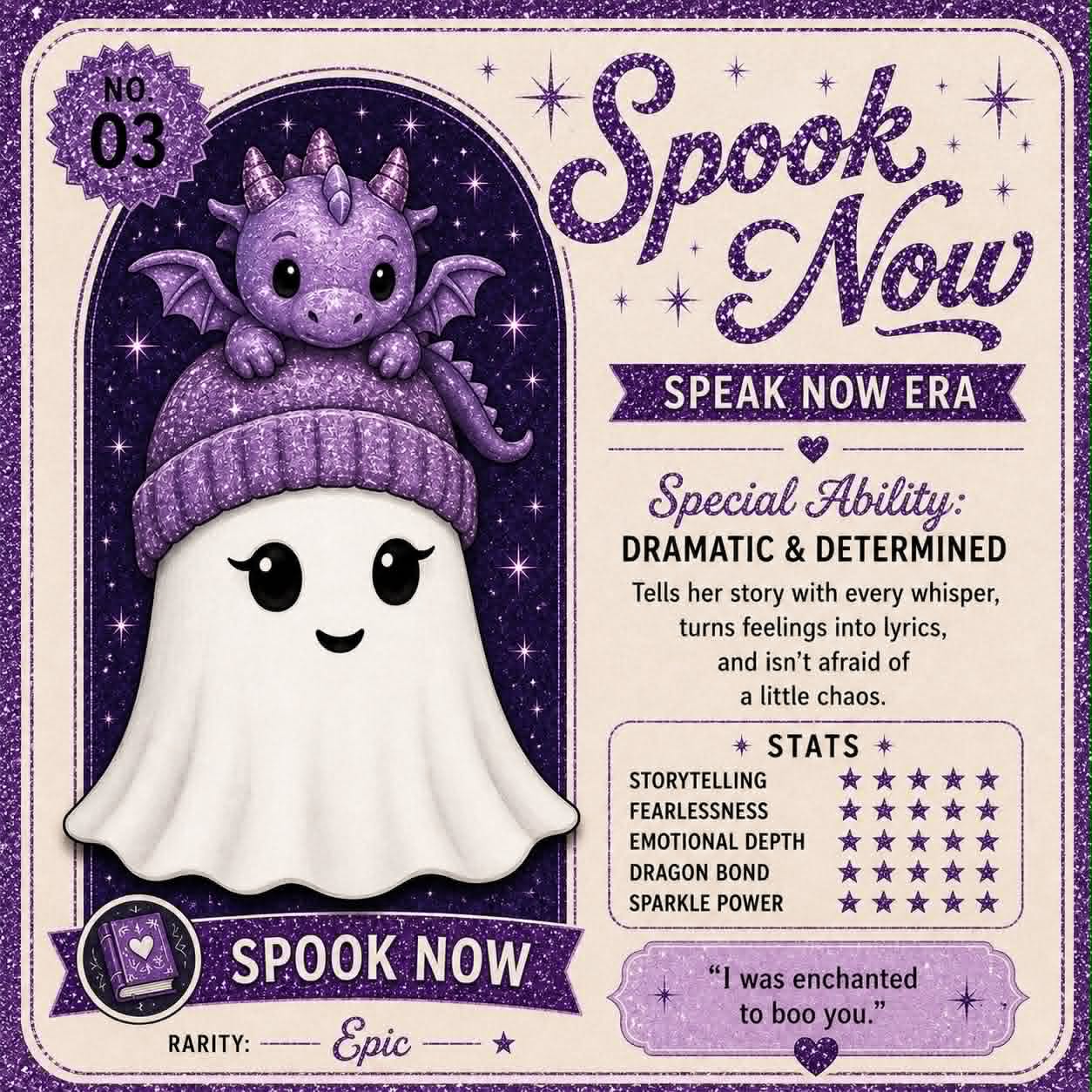 The Ghosts from Eras Past - Limited edition 13/13 - Hand-glittered and embellished (with cute ID cards)