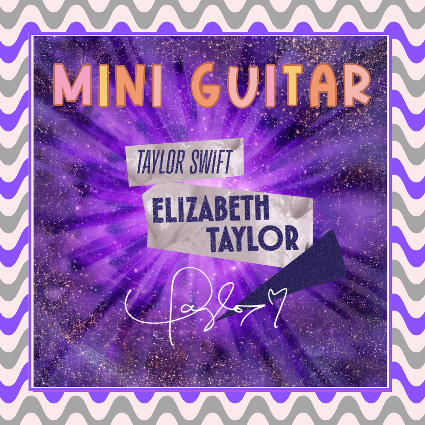 Mini Guitar - Elizabeth Taylor (hand-glittered and embellished)