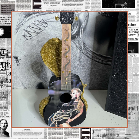 Iconic Moments - reputation gold body suit mini guitar (hand-glitterd and embellished)