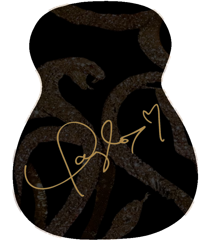 Iconic Moments - reputation gold body suit mini guitar (hand-glitterd and embellished)