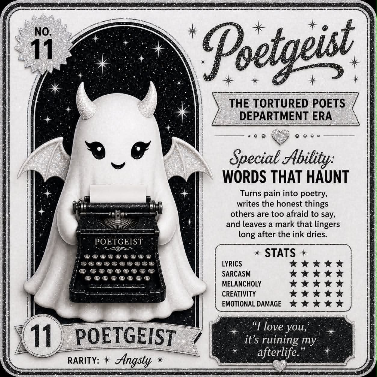 The Ghosts from Eras Past - Limited edition 13/13 - Hand-glittered and embellished (with cute ID cards)