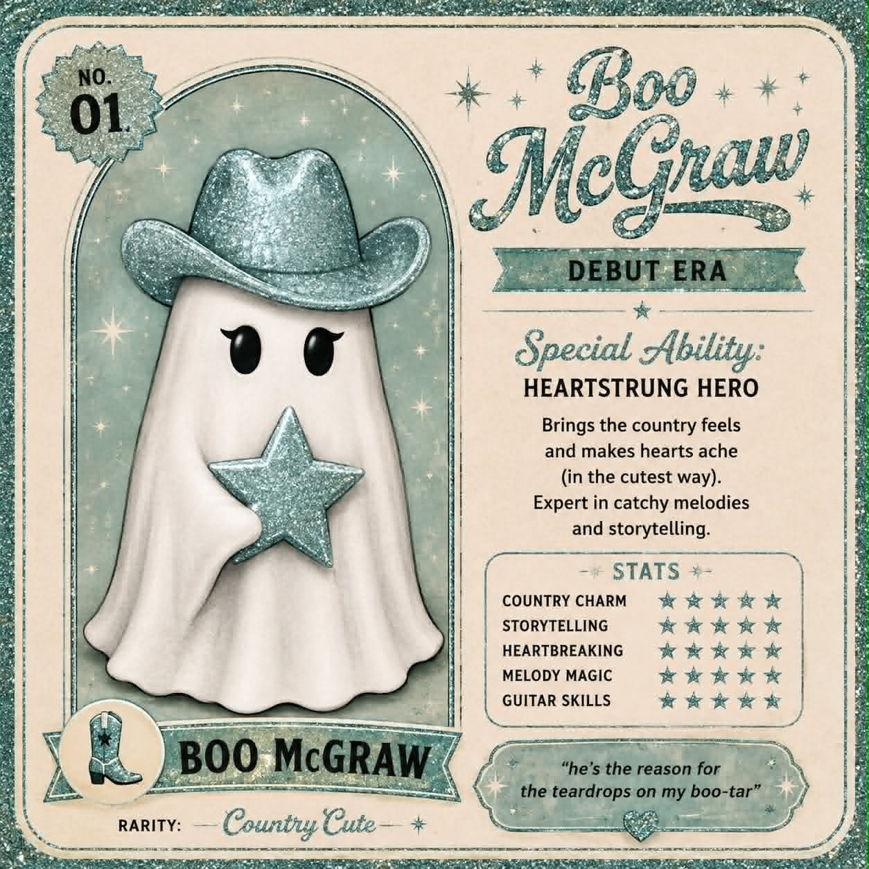 The Ghosts from Eras Past - Limited edition 13/13 - Hand-glittered and embellished (with cute ID cards)